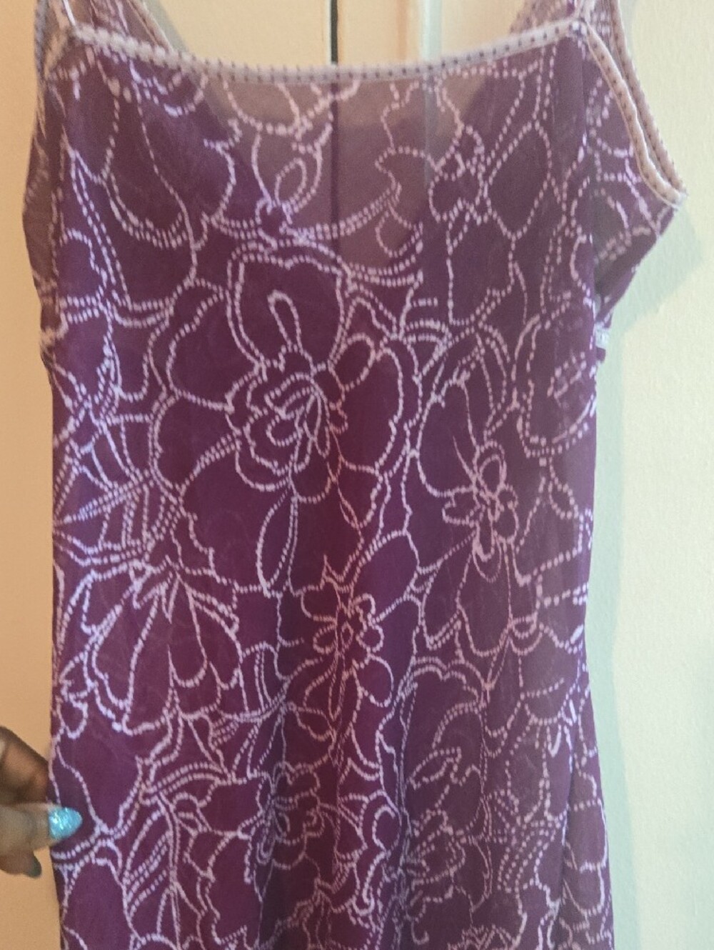 Purple Floral Spaghetti Strap  Night Slip - Picture 6 of 7
